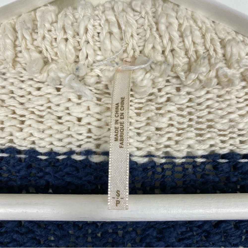 Free People Blue and Cream Stripe Coat of Arms Jacket Cardigan‎ Size S